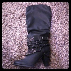 Black bling boots